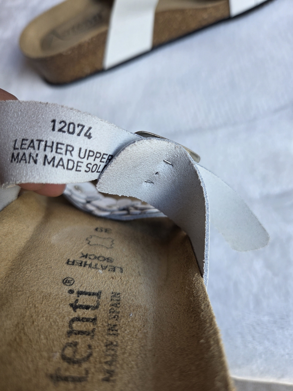 Autenti White Floral Leather Footbed Slide Sandals EU 39 US 8.5 Comfort - Picture 5 of 12